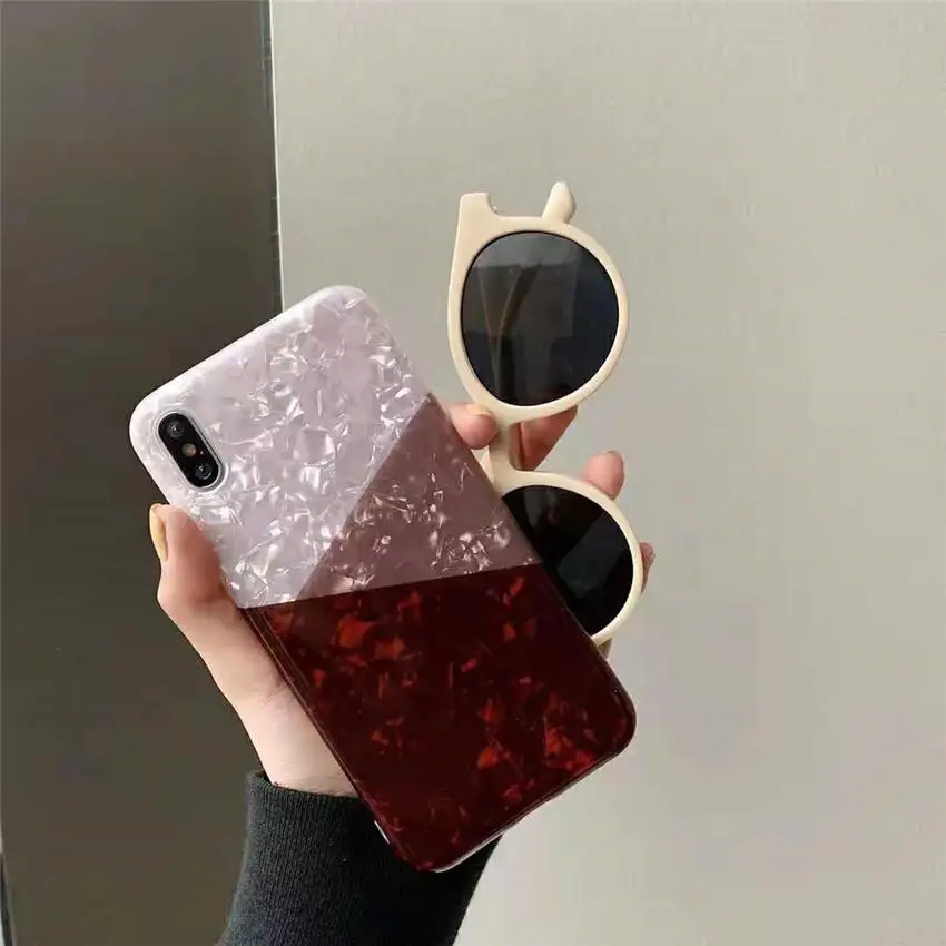 For iPhone XR XS MAX 8 7 6s Plus Back Phone Cases Full Cover Texture Triangle Geometric Splice Diamond Shell Pattern Fundas Capa