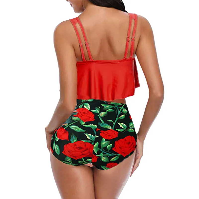 Telotuny Zwei Stück Bademode Solide Aufstieg Neue Bade Frauen Ärmel Bademode Bademode Badeanzug Sexy Backless High Neck Jan8