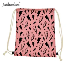 Jackherelook мультфильм молнии шаблон шнурок сумка мешок Дети Drawstring Органайзер мешок девушки холщовые школьные сумки карман