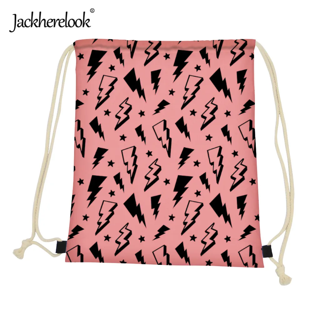 

Jackherelook Cartoon Lightning Pattern Drawstring Bag Bagpack Bag Kids Drawstring Organizer Pouch Girls Canvas Schoolbags Pocket