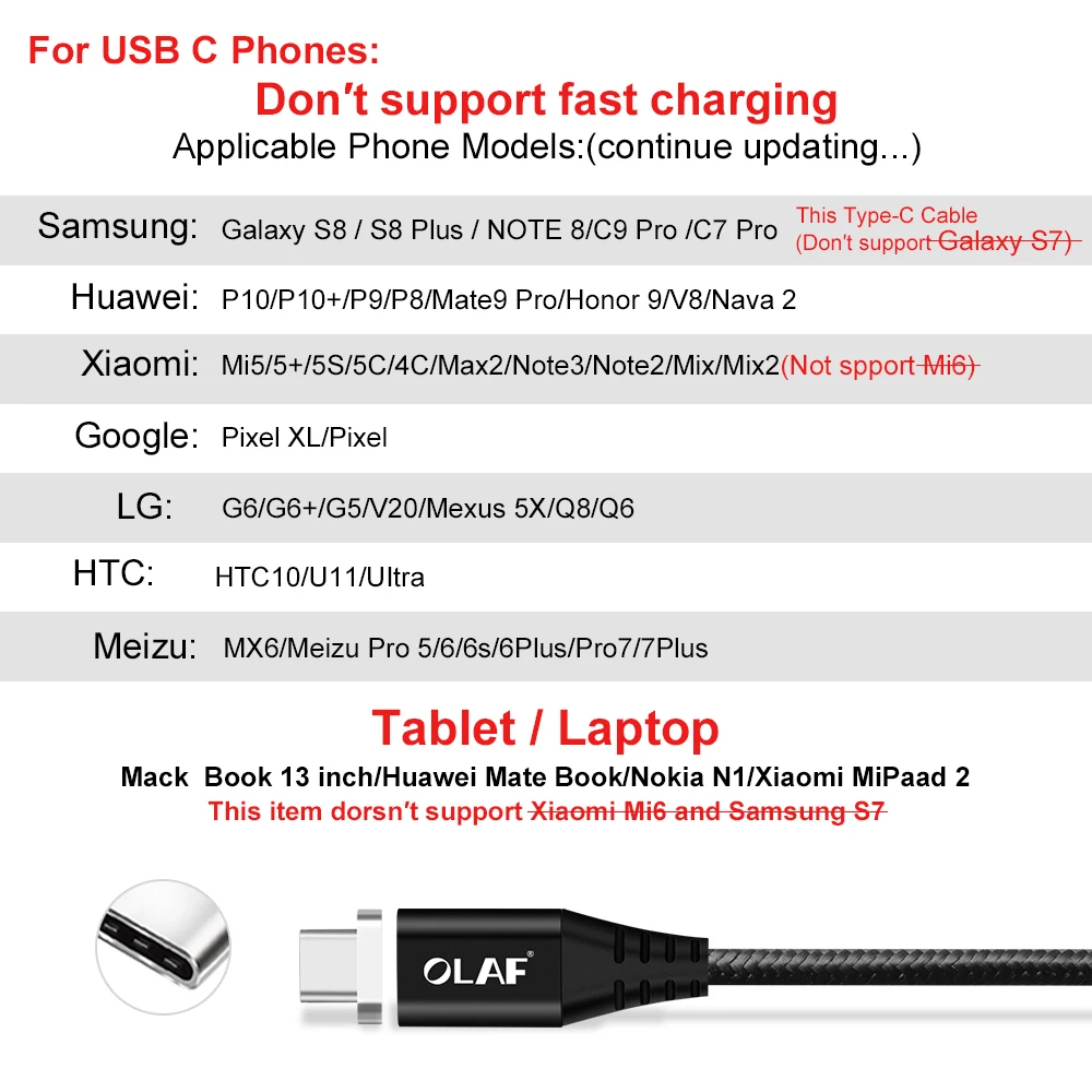 Olaf Магнитный кабель Micro usb type C супер быстрая зарядка Телефон Microusb type-C магнит Зарядное устройство usb c для iphone 7 huawei xiaomi