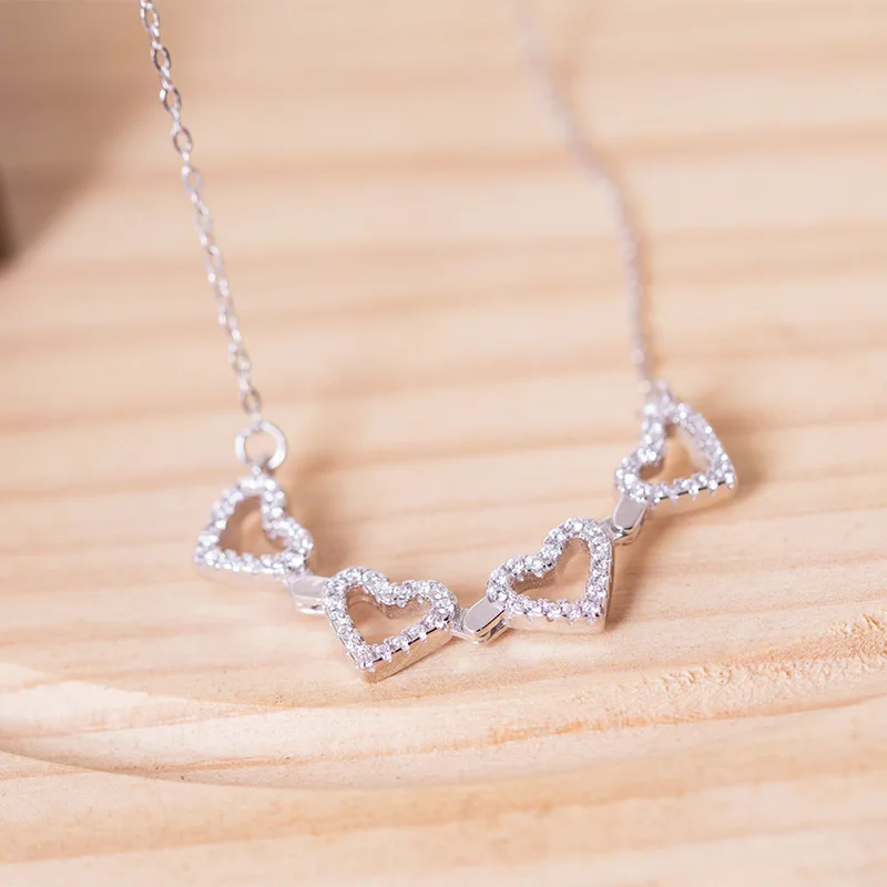 heart clover cz two style wearing necklace woman 100% 925 Sterling silver nacklace Jewellery Clavicle chain pendant charms gift