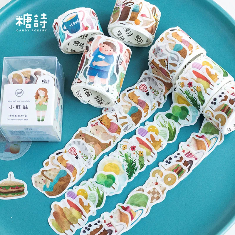 50-80 шт/рулон мультфильм коллаж любовь васи ленты DIY японская бумага декоративные