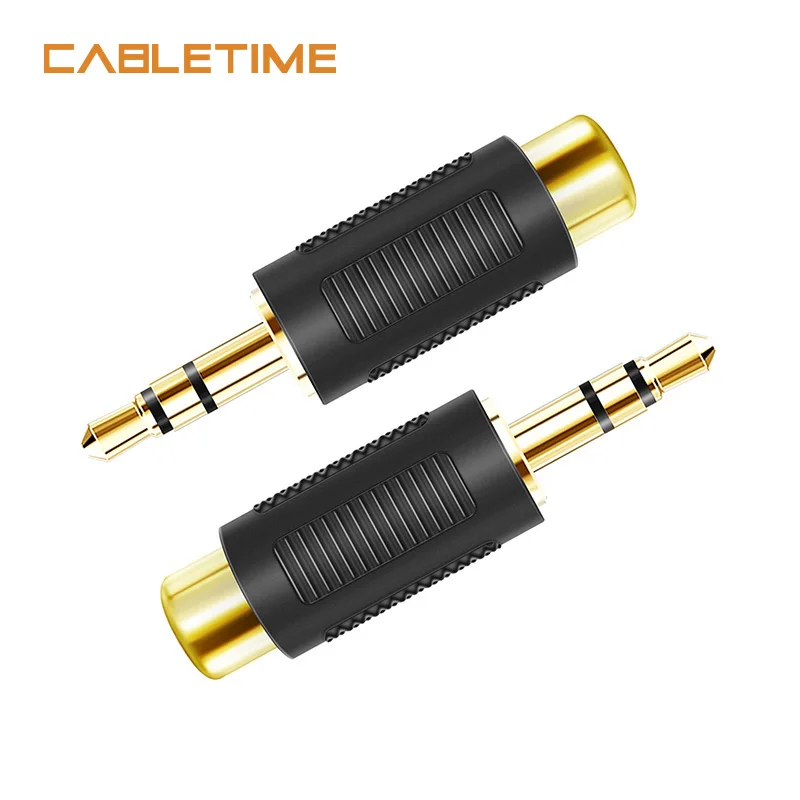 

Cabletime Stereo 3.5mm Mono Male to RCA Female Audio Adapter Coupler Gold plated Audio RCA Plug 3.5 M to RCA F Adapter 3pcs N180