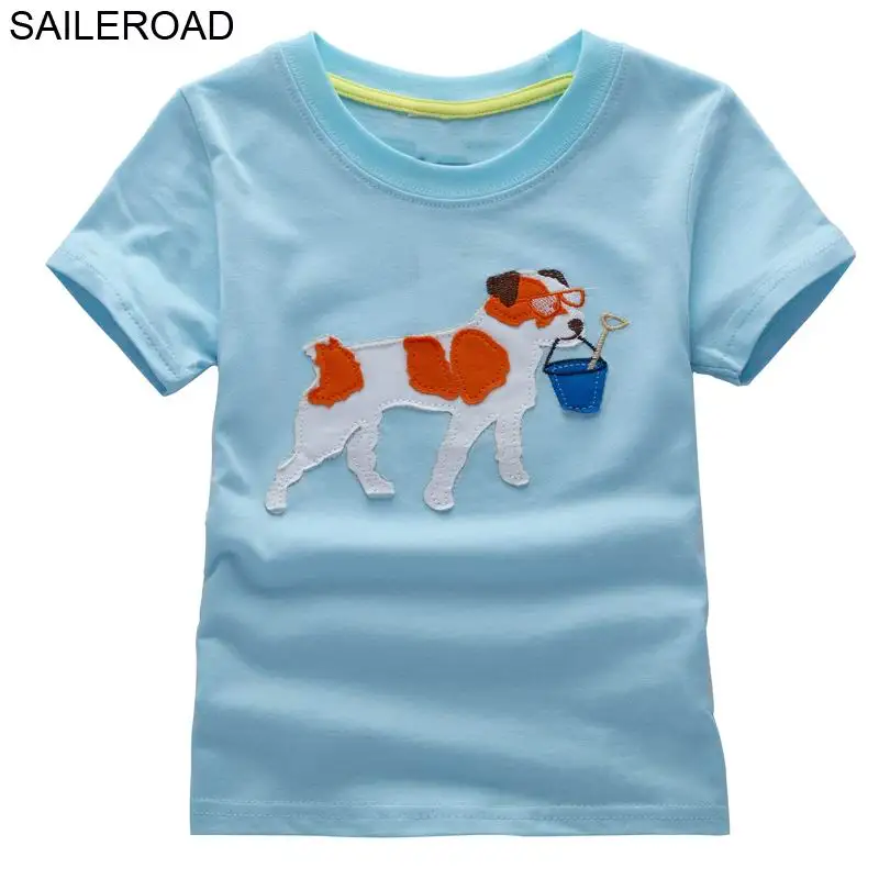 SAILEROAD/Летняя футболка для маленьких мальчиков 1-7 лет, Детская короткая одежда для мальчиков и девочек, хлопок, костюм с рисунком для маленьких детей