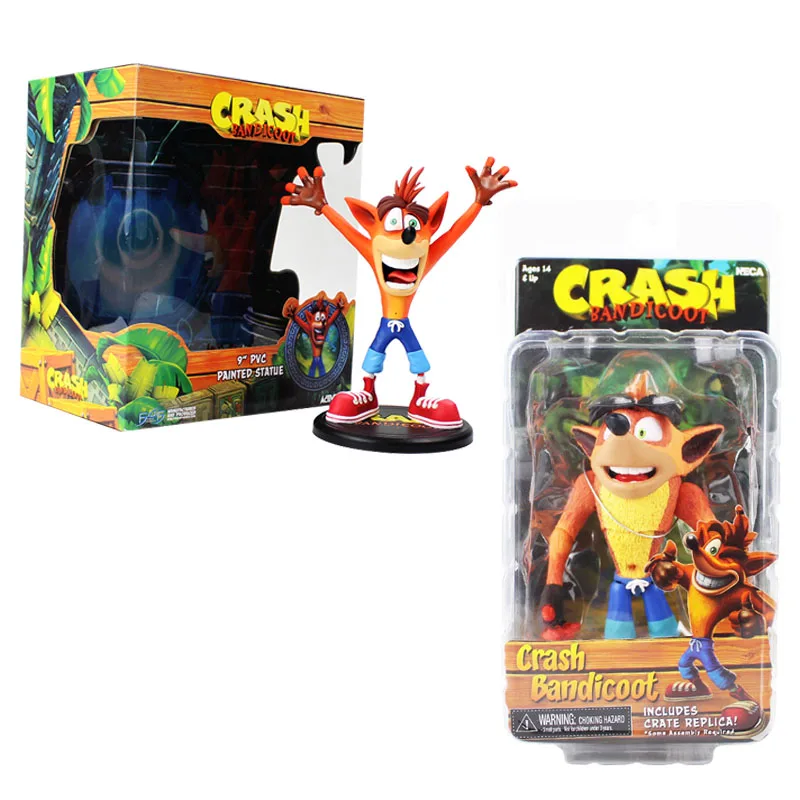 

2styles Anime Crash Bandicoot Action Figure Game Crash PVC Painted Statue Activision ACT PVC Collectible Model Toys 15-23cm