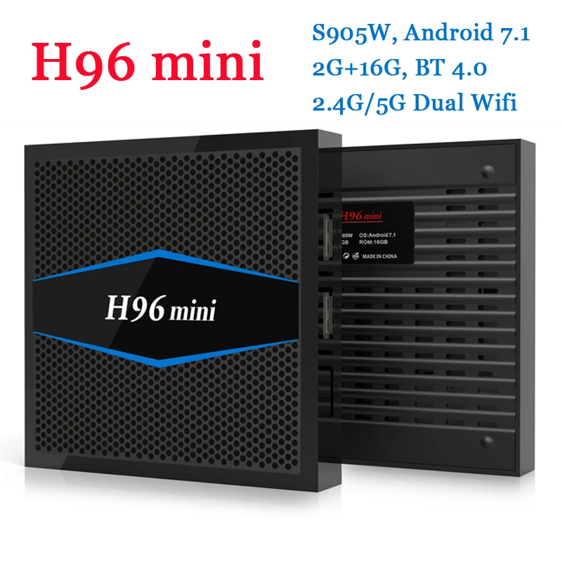 

RUIJIE H96mini Android 7.1 TV Box Amlogic S905W Quad Core 2GB 16GB Smart Tv 2.4G/5G WiFi Bluetooth 4.0 HD 4K H.265 VS X96mini