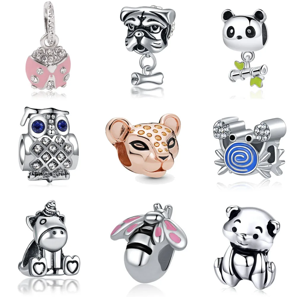

2019 rose gold shining princess lion bead fit Original Pandora charms Bracelet trinket beads jewelry making for women gifts