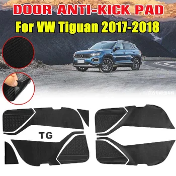 

4pcs Car Door Anti-kick Pad Mat Carbon Fiber Protection Film Stickers for VW Tiguan 2017 2018 Car-styling Auto Accessories