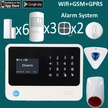 Приложение для мобильных телефонов приложение Безопасности Домашний набор с RIFD клавиатурой детектор дыма PIR детектор движения дверная сигнализация wifi