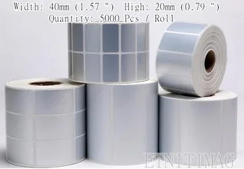 

5000 Sheet/Roll label Sticker 40mmx20mm Self-adhesive Silver PET Label Waterproof Outdoor electronic paper tags free delivery