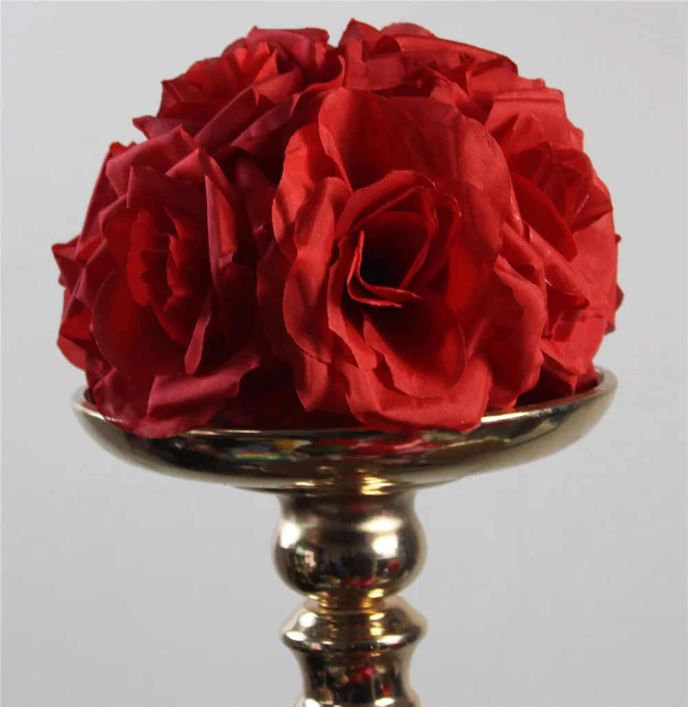 SPR 15cm red Elegant Artificial Silk Crimping Rose Flower Ball Hanging
