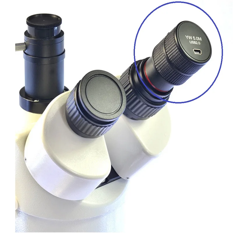  5MP USB Camera Microscope Electronic Digital Eyepiece Stereo Biological Microscope with 0.5X Reduct