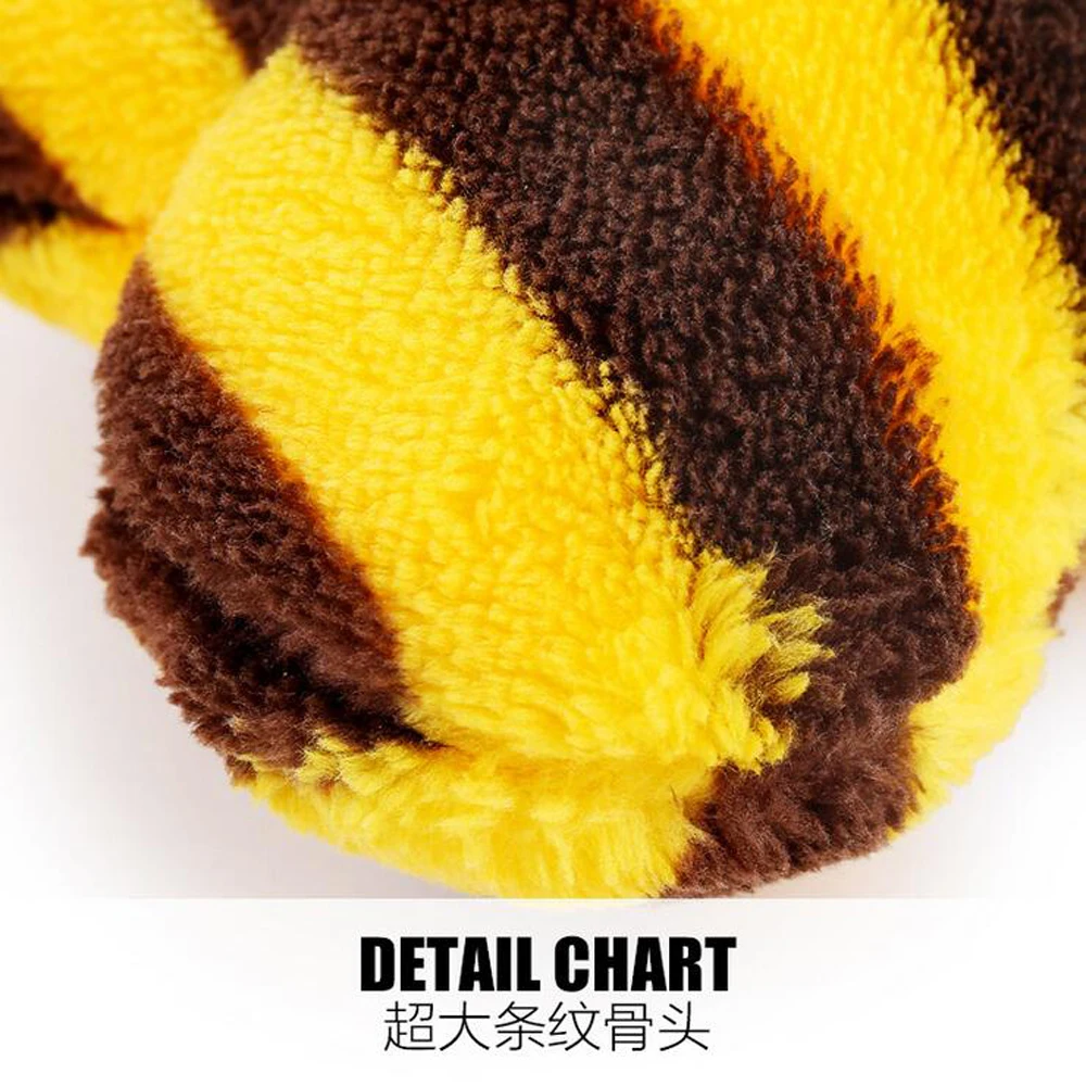 New Arrivals Pet Dog Cat Toys Novelty Plush Striped Bone Dog Squeak Toys Puppy Chew Squeak Toys For Chihuahua Poodle Pet Chew (4)