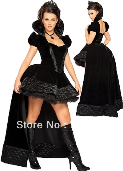 

FREE SHIPPING 8564 Black Wicked Queen Alice in Wonderland Fancy Dress Hens Night Costume W/Tiara