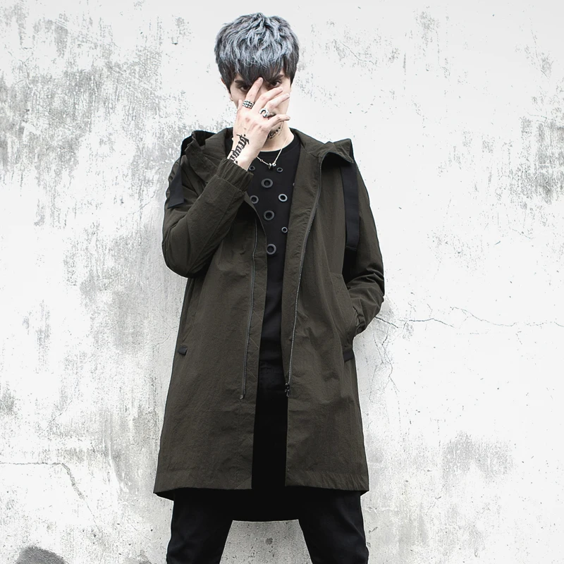 Мужская Длинная ветровка в стиле хип хоп с капюшоном и ушками 2019|men's cloak|mens long