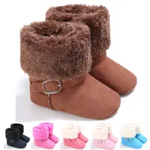 Для новорожденных девочек зимние ботинки кожаные первые ходоки мягкой подошве теплые детские Зимние сапоги для мальчиков Младенческая малышей Девушка Prewalker