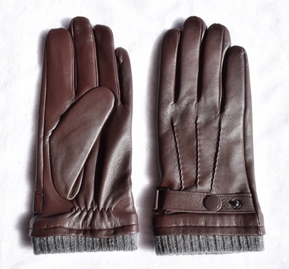 Для мужчин кожа Прихватки для мангала с вязать на манжеты кожаные перчатки Для мужчин S