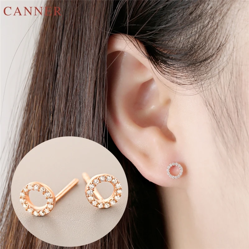 Rose Gold Small Earrings 925 Silver Fashion Jewelry 2019 Zircon Fish Leaf Star Pearl Circle Stud Earrings for Women brincos C40