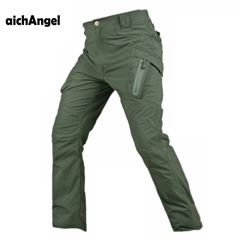 Тактические Брюки карго мужские быстросохнущие брюки военные водонепроницаемые мульти-карманы SWAT боевые Тонкие штаны для пейнтбола - Цвет: Green
