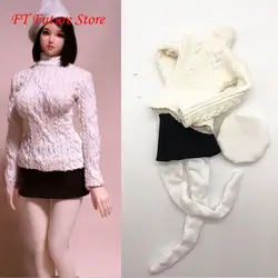 1/6 масштаб женский свитер юбка фуражка колготки набор модель подходит 12 ''женщина фигурка аксессуары для тела