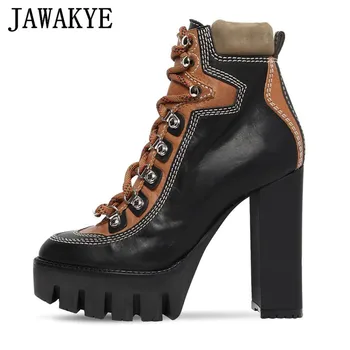 

Winter Women Motorcycle Botas platform 12cm High Heels Botas Mujer fringe patchwork woolen Snow Boots Ankle Boots for women