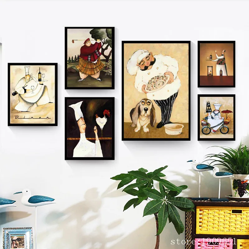 

No frame modern cartoon happy chef golf player canvas printings oil painting printed on cotton home wall art decoration picture