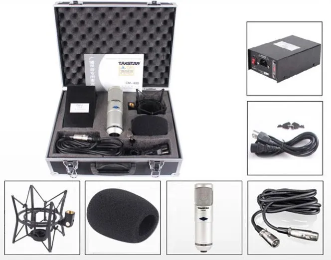 

Takstar CM-400-L condenser microphone vacuum tube and large gold-plated diaphragms microphone with shock mount