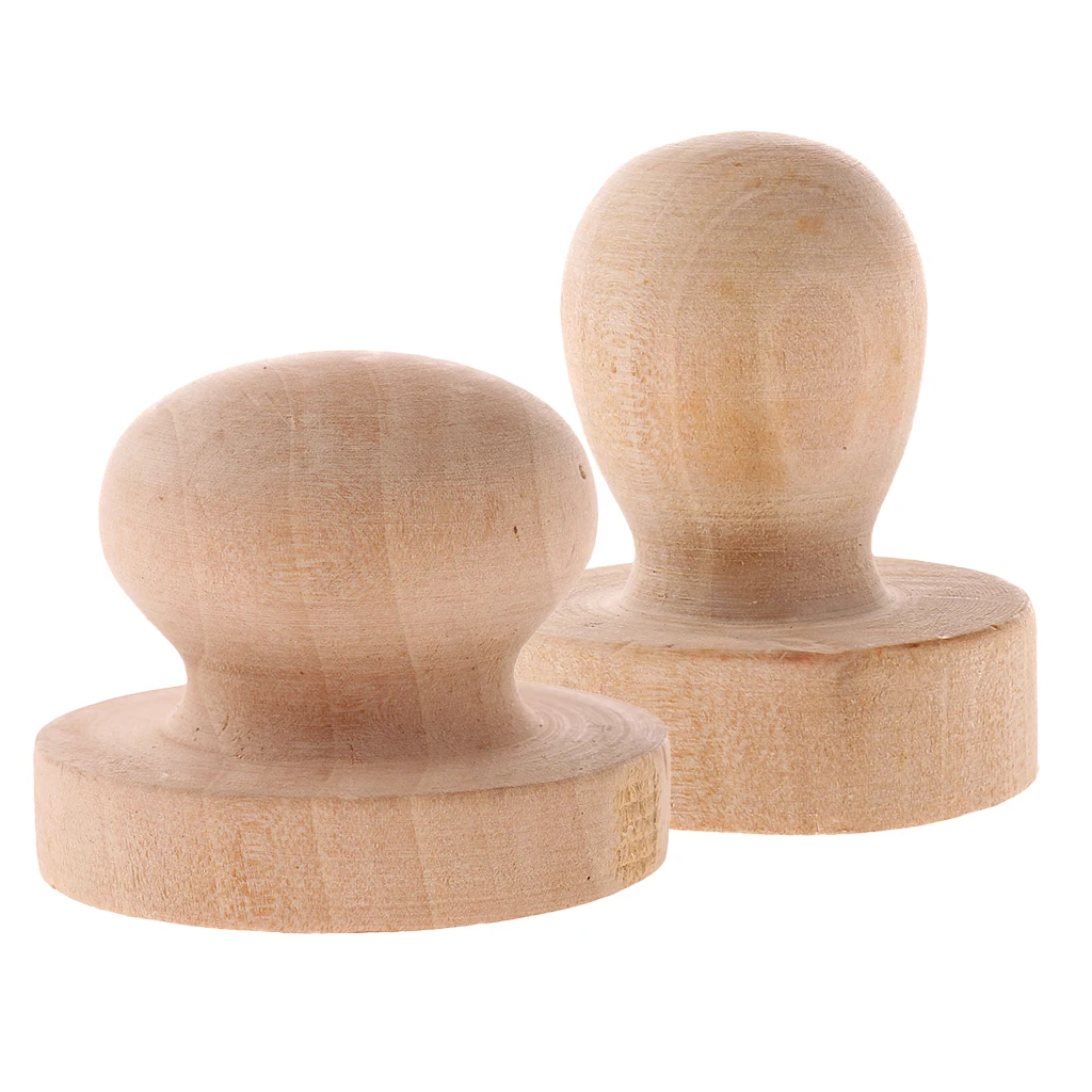 

2 Pieces Handmade Polish Wooden Handle Rubber Stamp DIY Stamp Accessories
