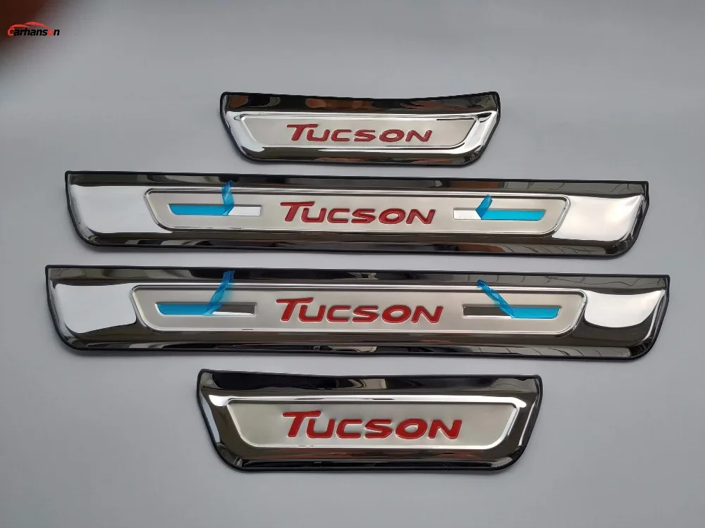 Для стайлинга автомобилей hyundai Tucson, аксессуары, защита порога, накладки из нержавеющей стали, наклейки на педали двери
