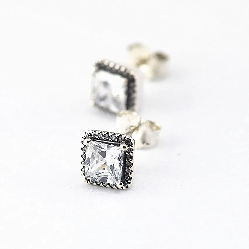 

Authentic 925 Sterling Silver Timeless Elegance Earrings With Clear CZ for Women DIY Fine Jewelry SLE043