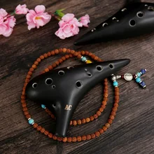 Новые 12 отверстий окарина alto C черные некоторые Керамические трубы копченые 12 отверстий горения AC окарина начинающих играть