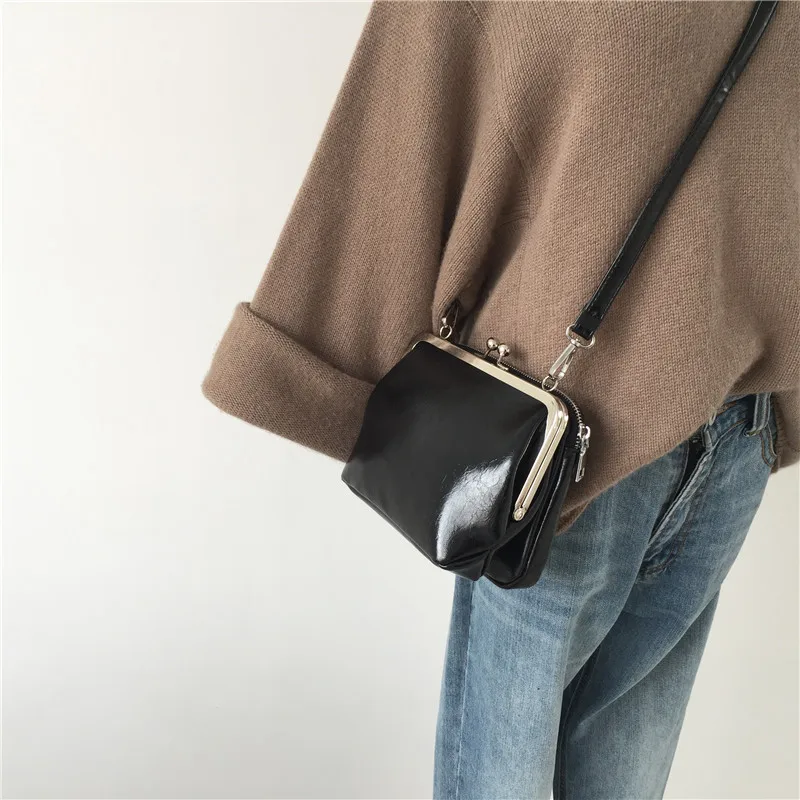 بلون النساء كليب أكياس الكتف حقيبة ساعي الرجعية Crossbody أكياس بو حقائب يد جلدية الهاتف محفظة كليب مخلب 2019