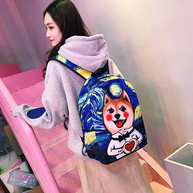 Menghuo New Women Backpacks Girls School Bag 3D Cartoon Cat School Backpack Bag For Girls Printing Backpack Travel Bags Mochilas (42)