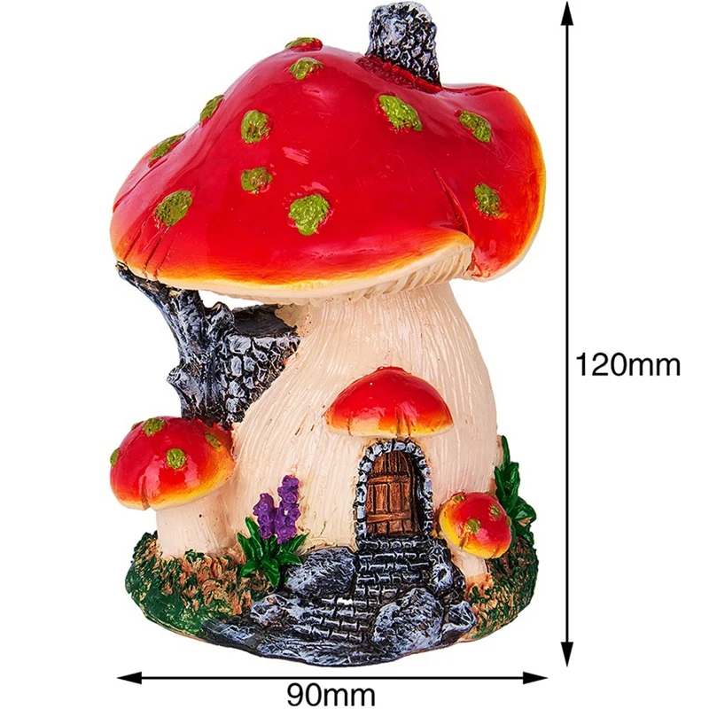 Ankoow Red Mushroom House Mini Landscape House Fairy Garden Decoration Resin Crafts Ornament Miniature Fairy Garden Accessorie