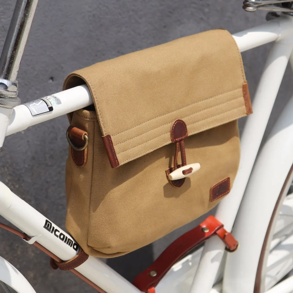 Tourbon Vintage Retro Bicycle Bag Bike Frame Tube Carrier Pannier