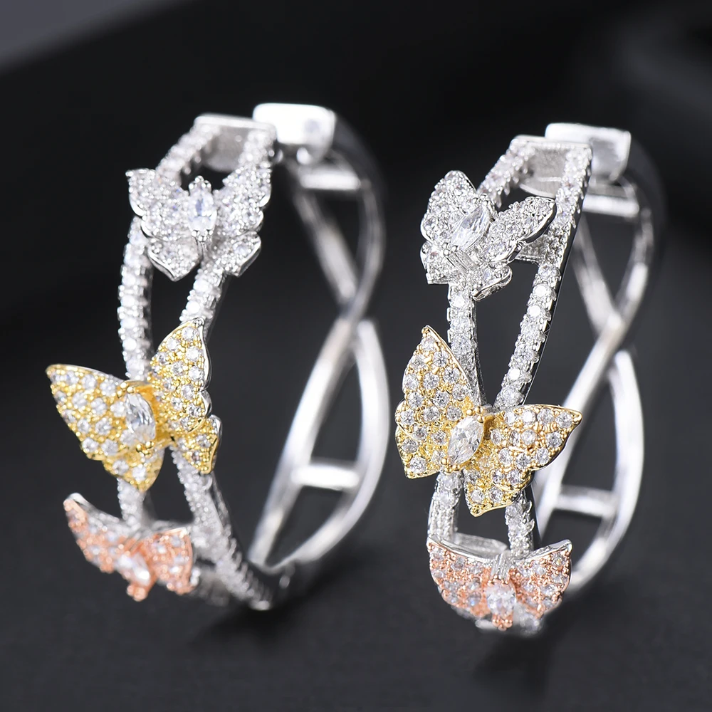 

Fashion Cubic Ziron stone Pave Setting Hoop Earrings For Women Party Jewelry Wedding Attend Dinner Reception Top Quality