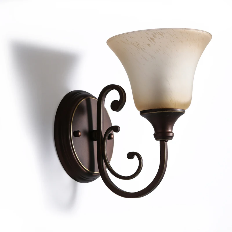 

American hot sale Restaurant bedroom wall lamp European retro bedside wall light creative bathroom corridor glass mirror light