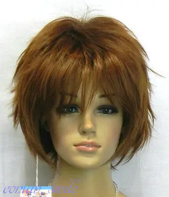 parrucca perruque JF&ampFY&gt&gt New Short Straight Dark brown fluffy Cosplay Wig |