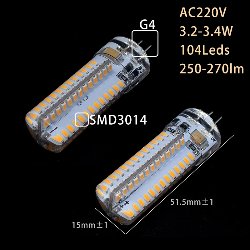 104 G4 Lkltfx 3 Вт 2 1 Вт G9 G4 светодиодный SMD3014 48 60 Светодиодный S 220V 12V g 9 Точечный светильник светодиодный светильник вниз светильник светодиодный лампы теплый белый/белый Светодиодный прожектор 24 32 104 светодиодный s - Испускаемый цвет: 104 G4