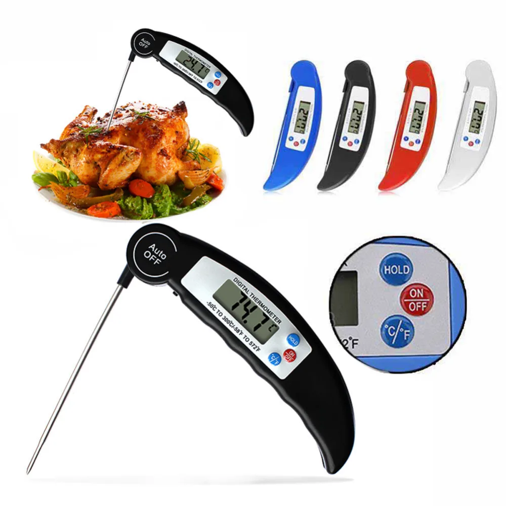 

Digital Probe Thermometer Foldable Food BBQ Meat Oven Folding Kitchen Thermometer Grill Cooking Water Oil Tools Instant Read B4