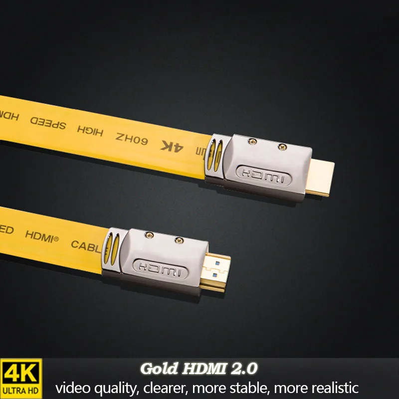 HDMI Cable 3D 4K Gold Plated Black Flat 18Gbps Full HD 1080P Ethernet HDMI 2.0 Cables 1m/3.3Ft