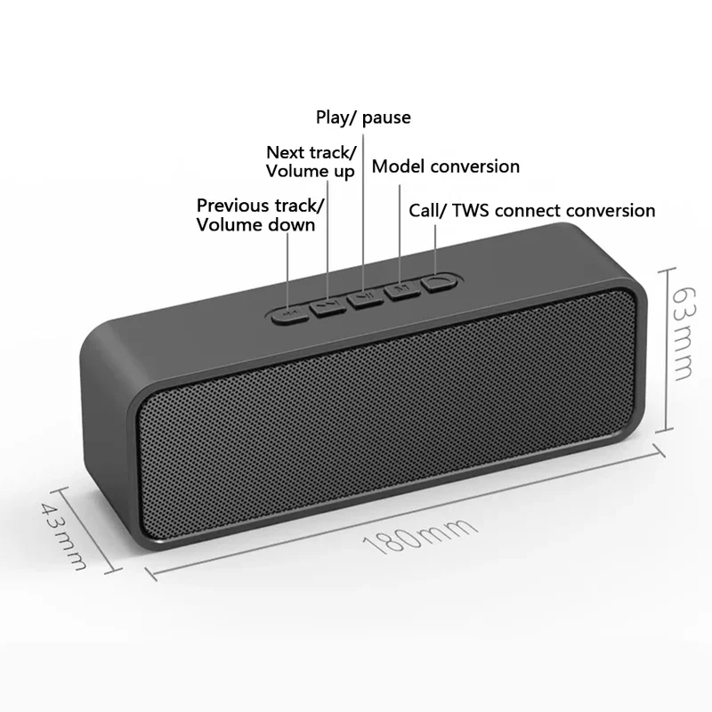 

TWS Bluetooth Speaker V5.0 Column Speaker Bluetooth Soundbar Subwoofer Stereo Support TF card FM Outdoor/Car Speaker