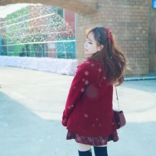 Милое пальто принцессы в стиле Лолиты; Bobon21; элегантное двубортное зимнее плотное теплое шерстяное пальто с короткими рукавами; C1305