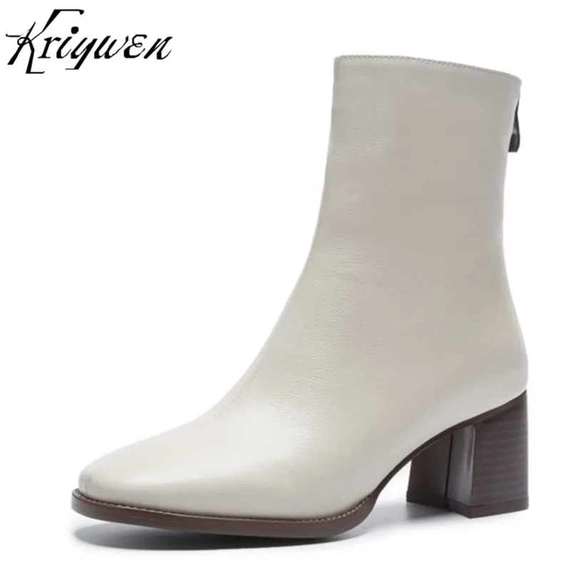 

Natural Leather Women Riding Equestrain Boots Square Toe High Heels Cow Leather Woman Casual Shoes Solid Brand Lady Femmes Botas
