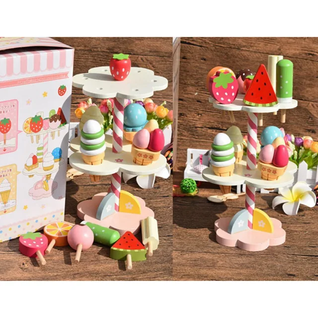 Baby Toys Simulation Magnetic Ice Cream Wooden Set Pretend Play Baby Toys Simulation Magnetic Ice Cream Wooden Set Pretend Play Kitchen Food Infant Birthday Christmas Gift