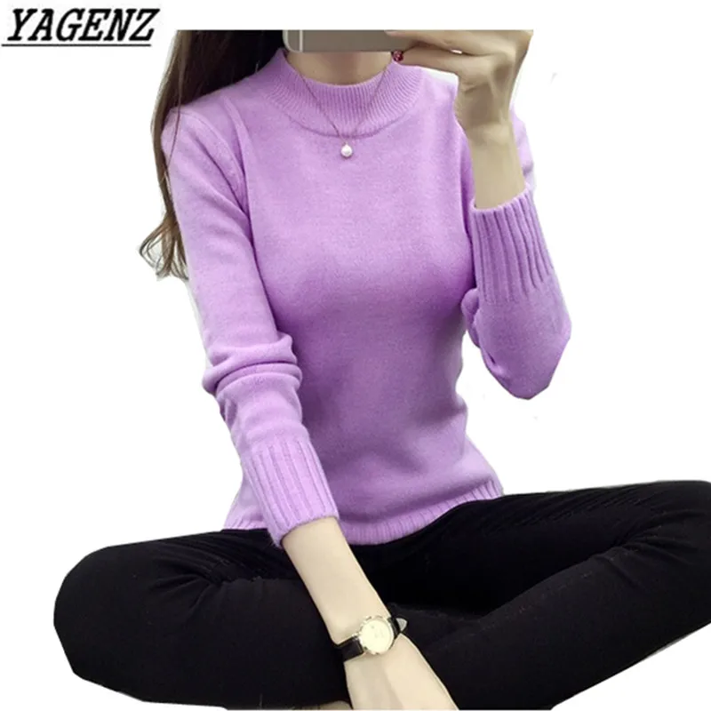 

2018 Hot seller Autumn Winter Women's Turtleneck Pullover Sweaters Korean Slim Solid Warm Lady Long sleeve Sweaters Knit shirt