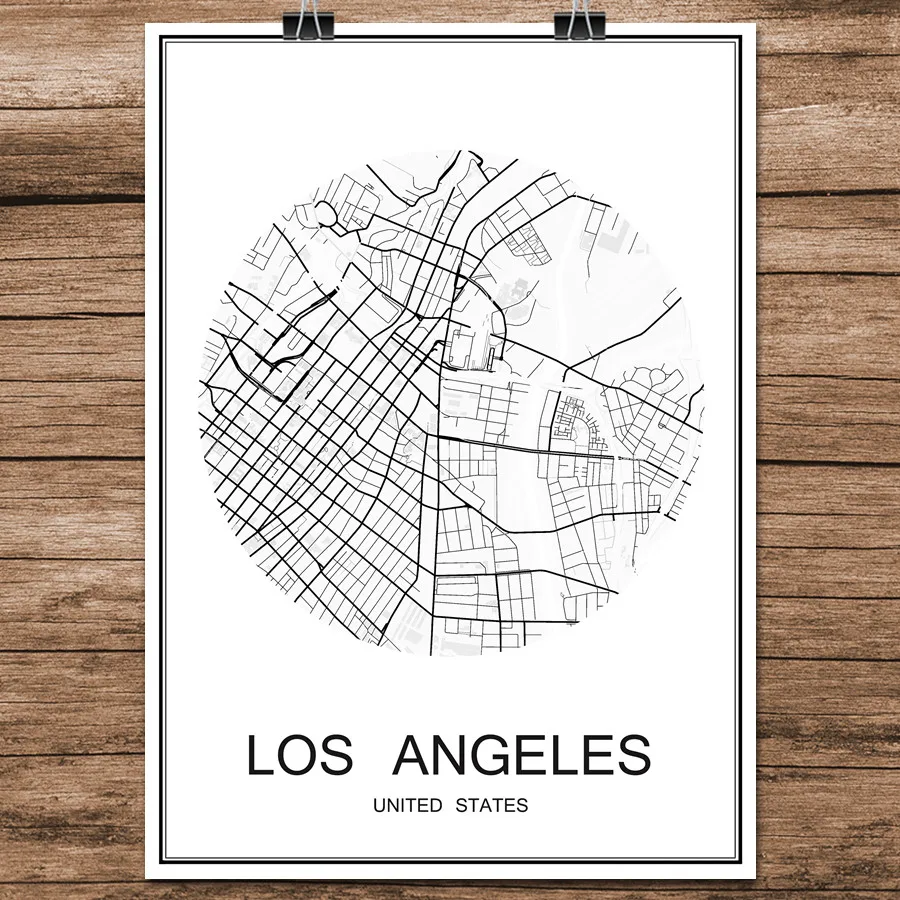 

Abstract World City Street Map LOS ANGELES USA Print Poster Coated Paper Cafe Living Room Home Decoration Wall Sticker 42x30cm