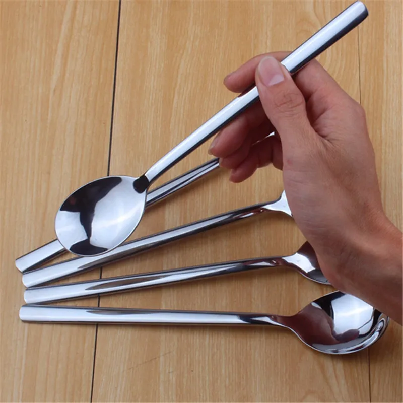

Stainless Steel Tea Coffee Spoon Long Handle Cocktail Ice Cream Soup Spoons Cutlery Home Kitchen Dining & Bar Flatware