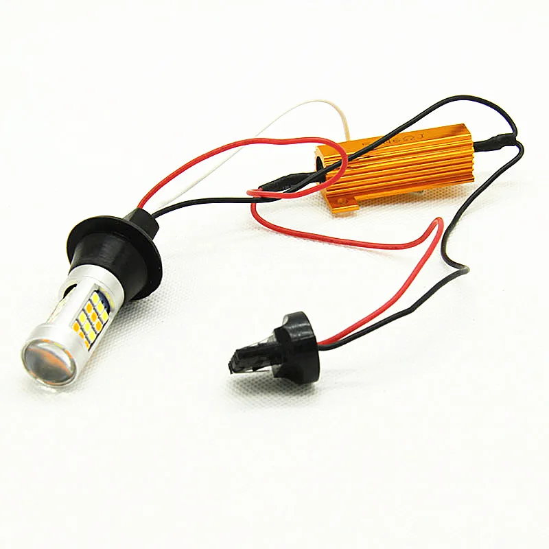 Dianshi 2 шт. T20 7440 2835 42SMD 20 Вт Автомобильный светодиодный DRL Дневной ходовой светильник двухцветная лампа поворотного сигнала